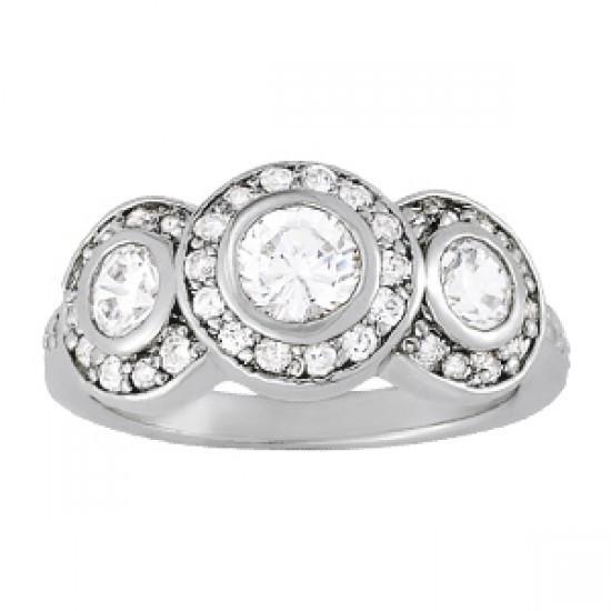 1,50 ct. Diamanten verlovingsring met drie stenen stijl goud 14K - harrychadent.nl