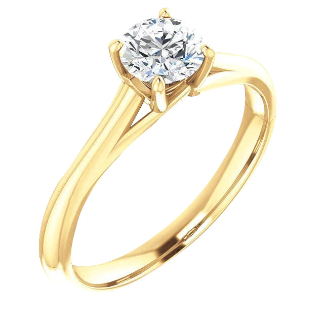1,50 ct. Ronde Geelgouden Solitaire Ring met Diamanten 4 Prongs