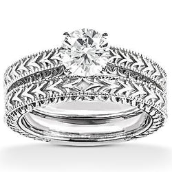 1,50 ct. Verlovingsring set diamant antieke stijl wit goud 14K