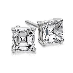 1,50 karaat Asscher Cut Prong Set DiamantOorknopjes White Gold