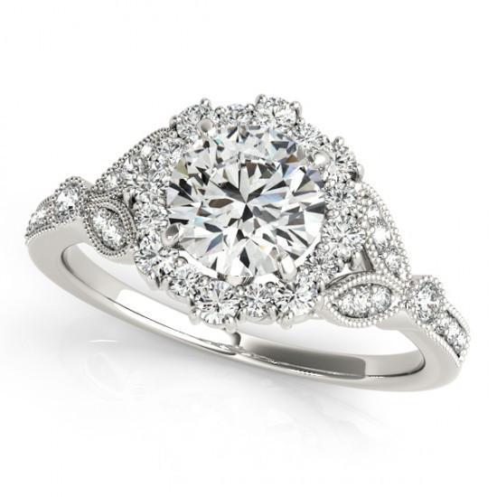 1,50 karaat Halo ronde diamanten verlovingsring wit goud 14K - harrychadent.nl
