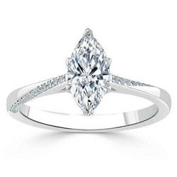 1,50 karaat Marquise geslepen diamanten ring met accenten wit goud 14K