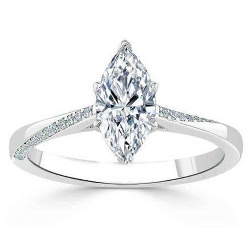 1,50 karaat Marquise geslepen diamanten ring met accenten wit goud 14K - harrychadent.nl