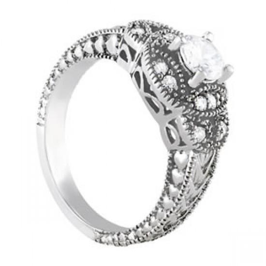 1,50 karaat diamanten antieke stijl Solitaire met accentring - harrychadent.nl