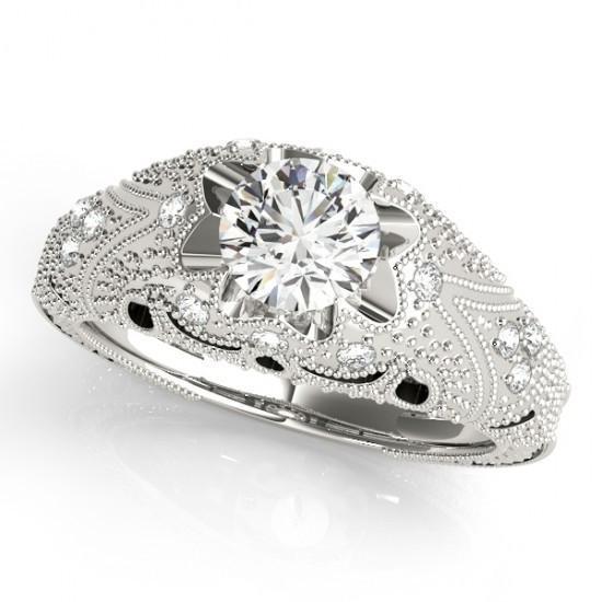 1,50 karaat diamanten verlovingsring gegraveerd massief wit goud 14K - harrychadent.nl