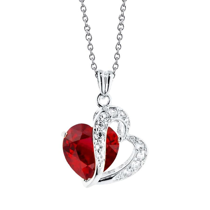 1,50 karaat hartvorm robijn met ronde diamanten hanger ketting - harrychadent.nl