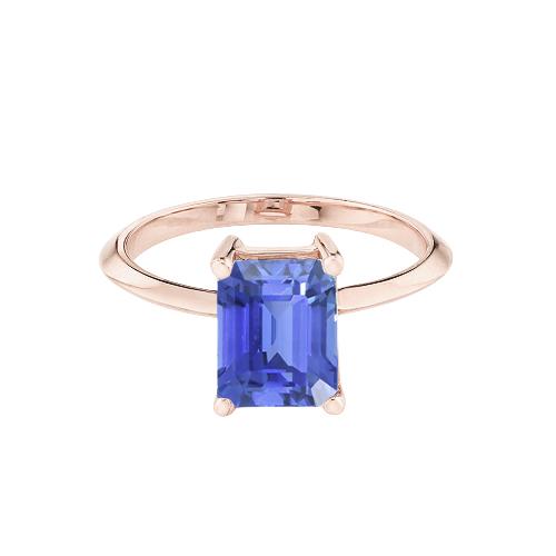 1,50 karaat klassieke solitaire ring smaragd blauwe saffier rosé goud 14k