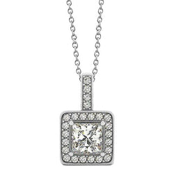 1,50 karaat prinses diamanten hanger ketting WG 14K zonder ketting