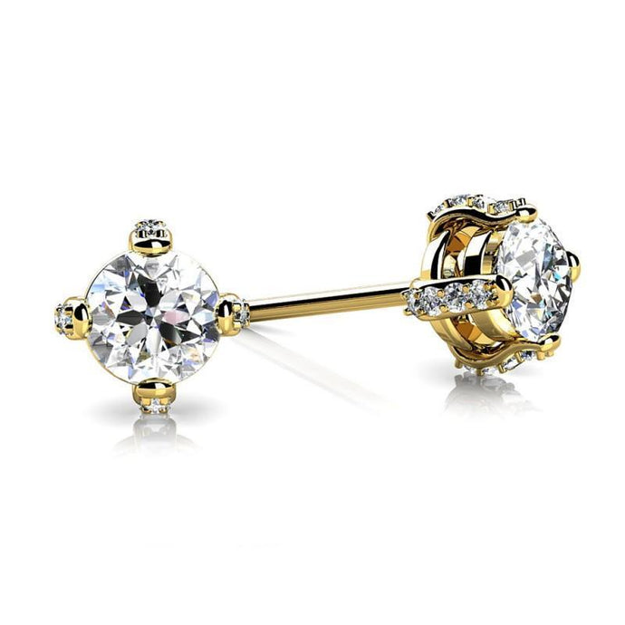 1,50 karaat rieken set diamanten oorknopjes geel goud 14K - harrychadent.nl