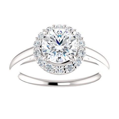 1,50 karaat ronde diamanten Halo instelling verlovingsring 14K witgoud - harrychadent.nl