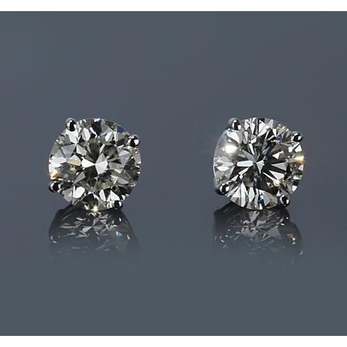 1,50 karaat ronde diamanten witgouden 14k stud earring