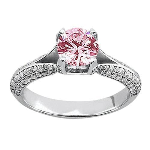 1,51 ct roze saffier witte ronde edelsteen verlovingsring - harrychadent.nl