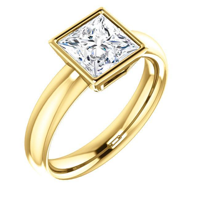 1,51 ct. sparkling princess diamant solitaire ring bezel set