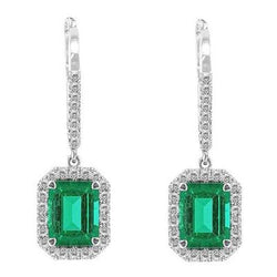 15,50 ct. Smaragdgroene smaragdgroene diamanten bengeloorring WG 14K
