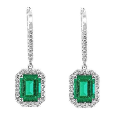 15.50 ct. Emerald vormige groene smaragd diamant bungel oorbel Wg 14K - harrychadent.nl