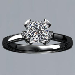 1,56 karaat prinses diamanten Solitaire verlovingsring zwart goud 14K