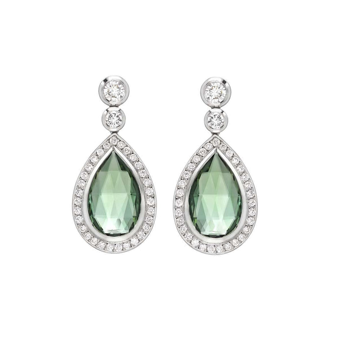 15,66 ct groene toermalijn diamanten druppel bengelen oorbel - harrychadent.nl