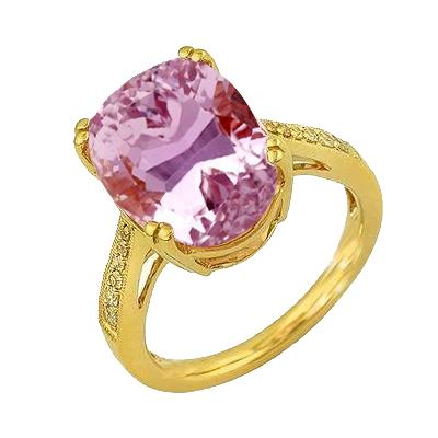 15.40 ct roze kunziet en diamanten damesring geel goud 14k - harrychadent.nl