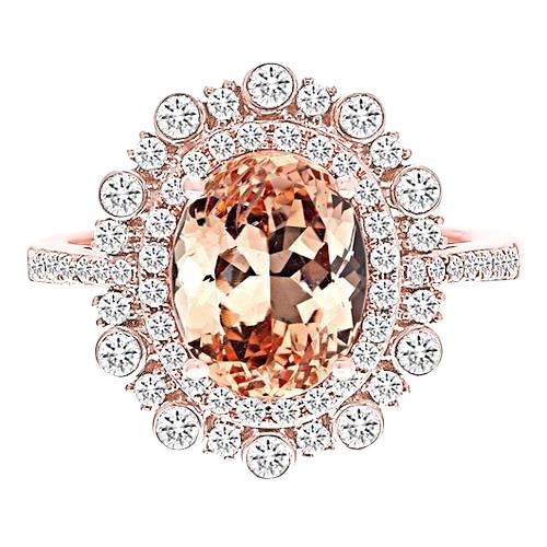 15.50 ct morganite met diamanten ring rosé goud 14k