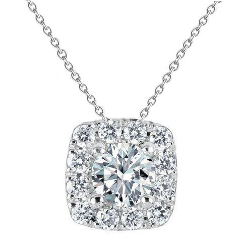 1,6 ct ronde Halo diamanten halsketting hanger - harrychadent.nl