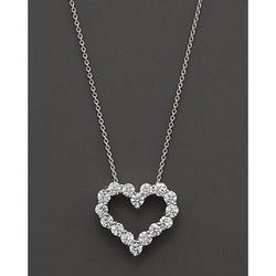 1,6 ct ronde diamanten hart stijl ketting hanger 14K witgoud