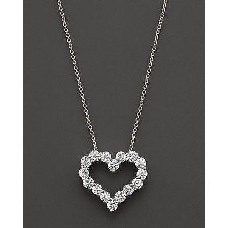 1,6 ct ronde diamanten hart stijl ketting hanger 14K witgoud - harrychadent.nl