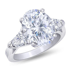 1,61 ct. ovale midden diamanten vrouwen ring 3 stenen sieraden wit goud nieuw