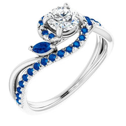 1,65 karaat blauwe saffier diamanten ring