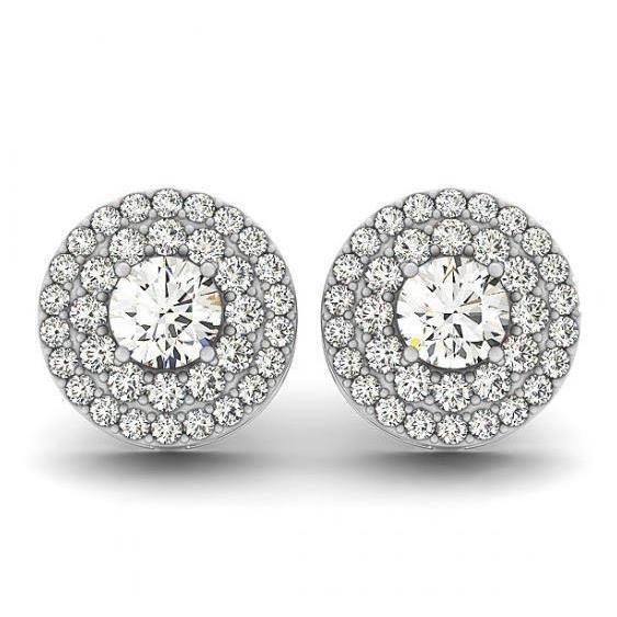 1,68 karaat ronde diamanten studs Halo paar oorbellen wit goud 14K - harrychadent.nl