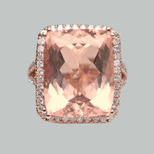 Afbeelding in Gallery-weergave laden, 17 kt morganite en diamanten jubileumring goud rose 14k
