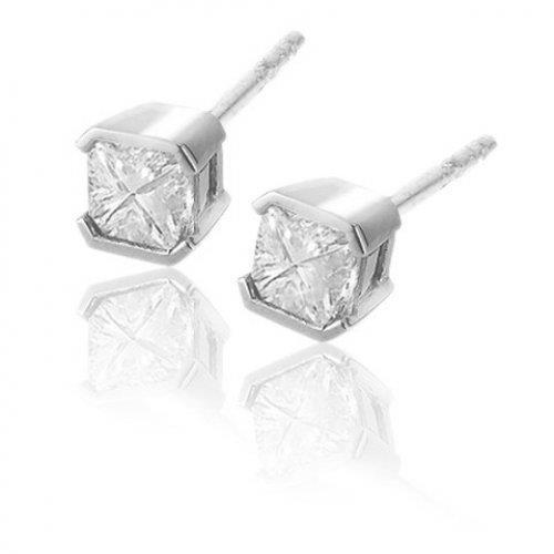 1,70 carat princess cut diamond stud earring dames goud 14k