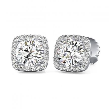 1,74 ct rond geslepen Halo Diamond Stud Lady Earring 14K witgoud - harrychadent.nl