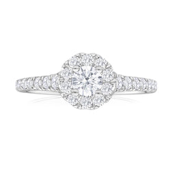 1,75 ct briljant geslepen diamanten Halo verlovingsring 14K witgoud