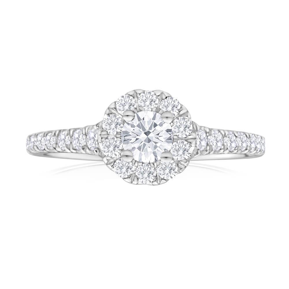 1,75 ct briljant geslepen diamanten Halo verlovingsring 14K witgoud - harrychadent.nl