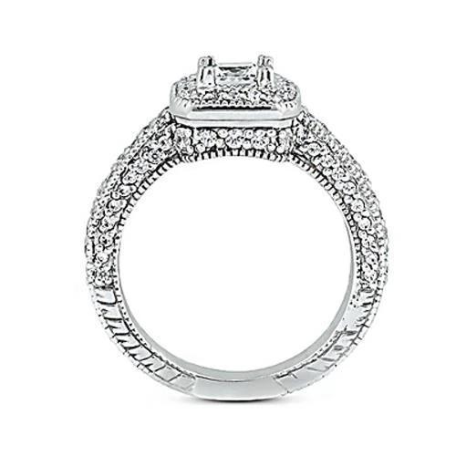 1,75 karaat diamanten verlovingsring Pave-instelling Milgrain sieraden Nieuw - harrychadent.nl