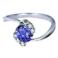 Afbeelding in Gallery-weergave laden, 1,75 karaat ovale tanzaniet &amp; ronde diamanten ring edelsteen sieraden - harrychadent.nl
