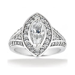 1,76 ct Markiezin diamanten Halo trouwring