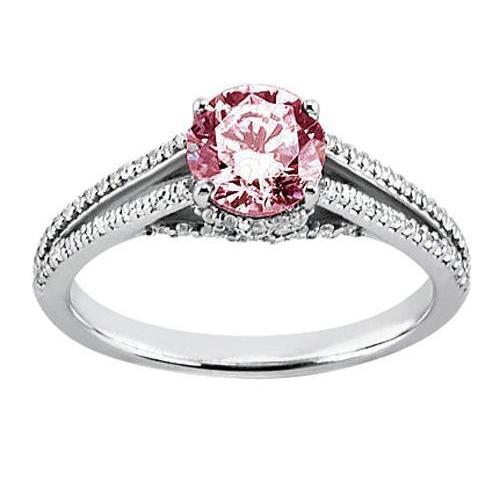 1,76 karaat ronde roze saffiercentrum verjaardag edelsteen ring