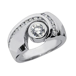 1,76 karaats ronde diamanten ring met accenten wit goud 14K