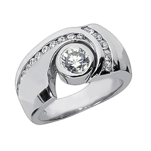 1,76 karaats ronde diamanten ring met accenten wit goud 14K - harrychadent.nl