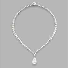 Afbeelding in Gallery-weergave laden, 18 karaat peer en ronde diamanten dames ketting wit goud - harrychadent.nl

