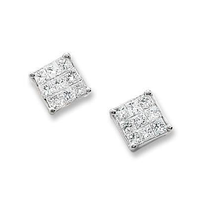 1,80 karaat Princess Diamond Stud Earring 14K witgoud - harrychadent.nl