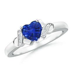 1,80 karaat hart saffier en diamanten trouwring wit goud 14K