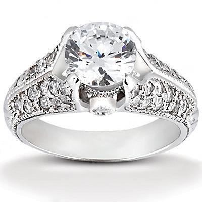 1,85 ct. diamanten ring in antieke stijl met accenten