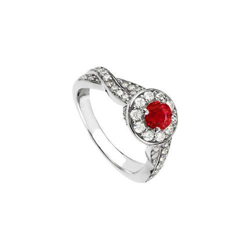 1,85 karaat rode ronde Halo Ruby diamanten ring wit goud 14K - harrychadent.nl