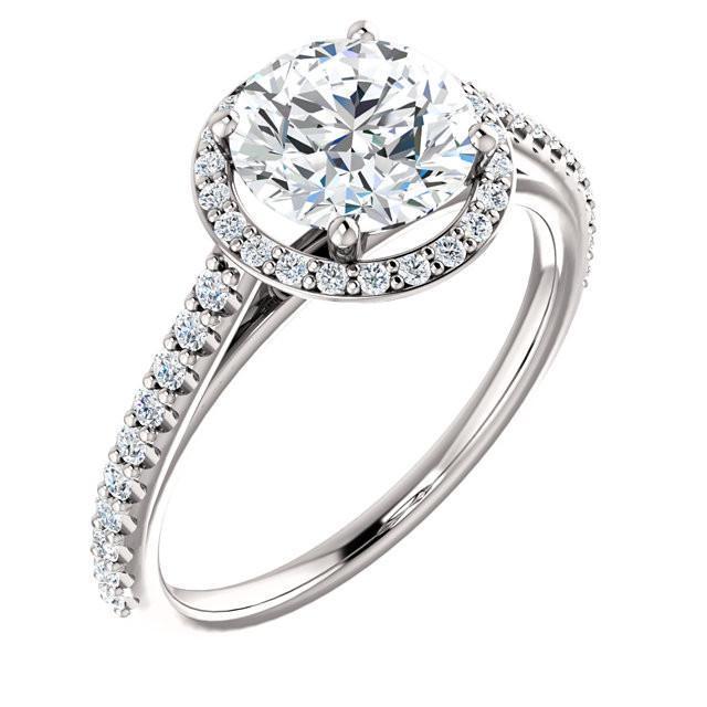 1,85 karaat ronde diamanten halo ring wit goud 14k - harrychadent.nl