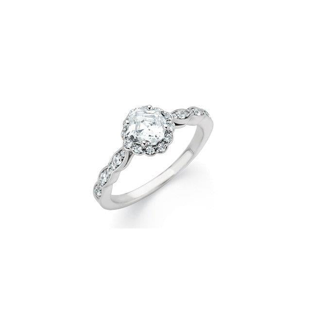 1,86 ct. asscher ronde briljante diamanten halo trouwring