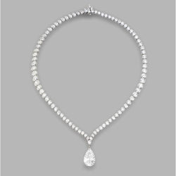 118 Karaat Peer- en Rond Geslepen Natuurlijke Diamanten Damesketting Witgoud