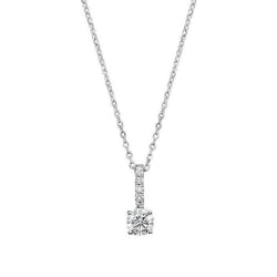 1.05 Ct Prong Set Ronde Diamanten Halsketting Hanger 14K Wit Goud