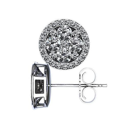 1.04 ct sprankelende ronde geslepen diamanten halo dames oorknopjes WG 14K - harrychadent.nl